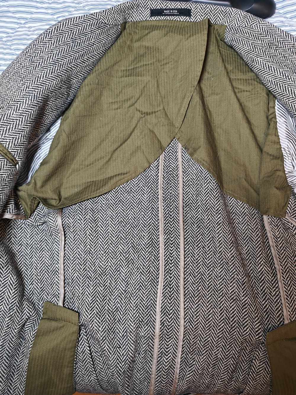 Todd Snyder Sutton Mens 38S Grey Herringbone Tweed Wool Sport Coat Blazer - Picture 10 of 15